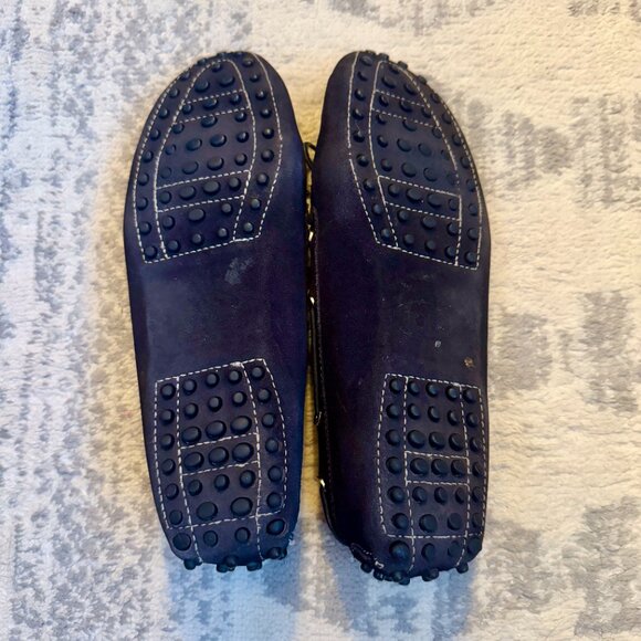 Tod's Gommino Deep Midnight Navy Blue Suede Driving Shoes Loafers - Picture 10 of 11